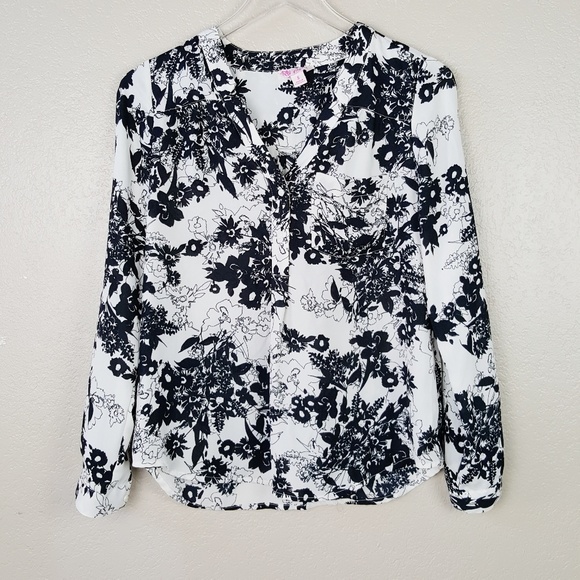 Candie's Tops - Boho Romantic Floral Half Button Down Blouse S